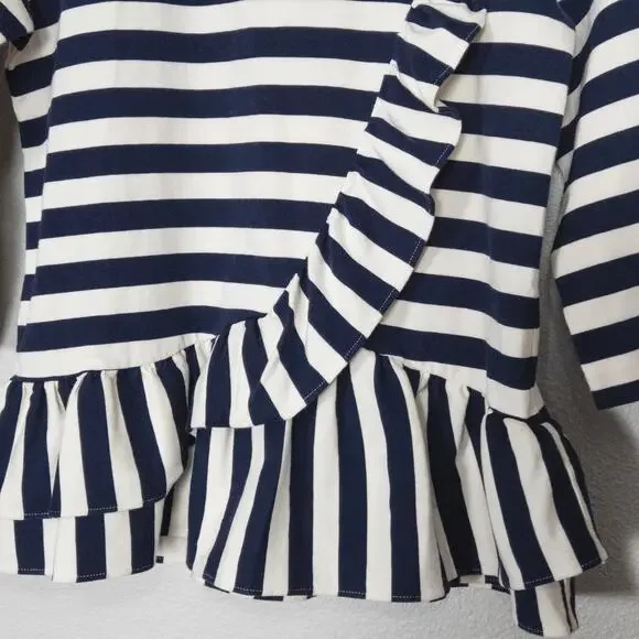 J.Crew Striped Top Black and White Ruffle Size XS Nautical Preppy - Picture 5 of 11